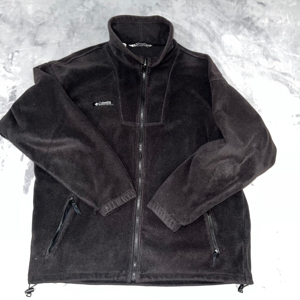 Columbia Sportswear Mens 2XL Black Full Zip Fleece Jacket Mock Neck Outdoor